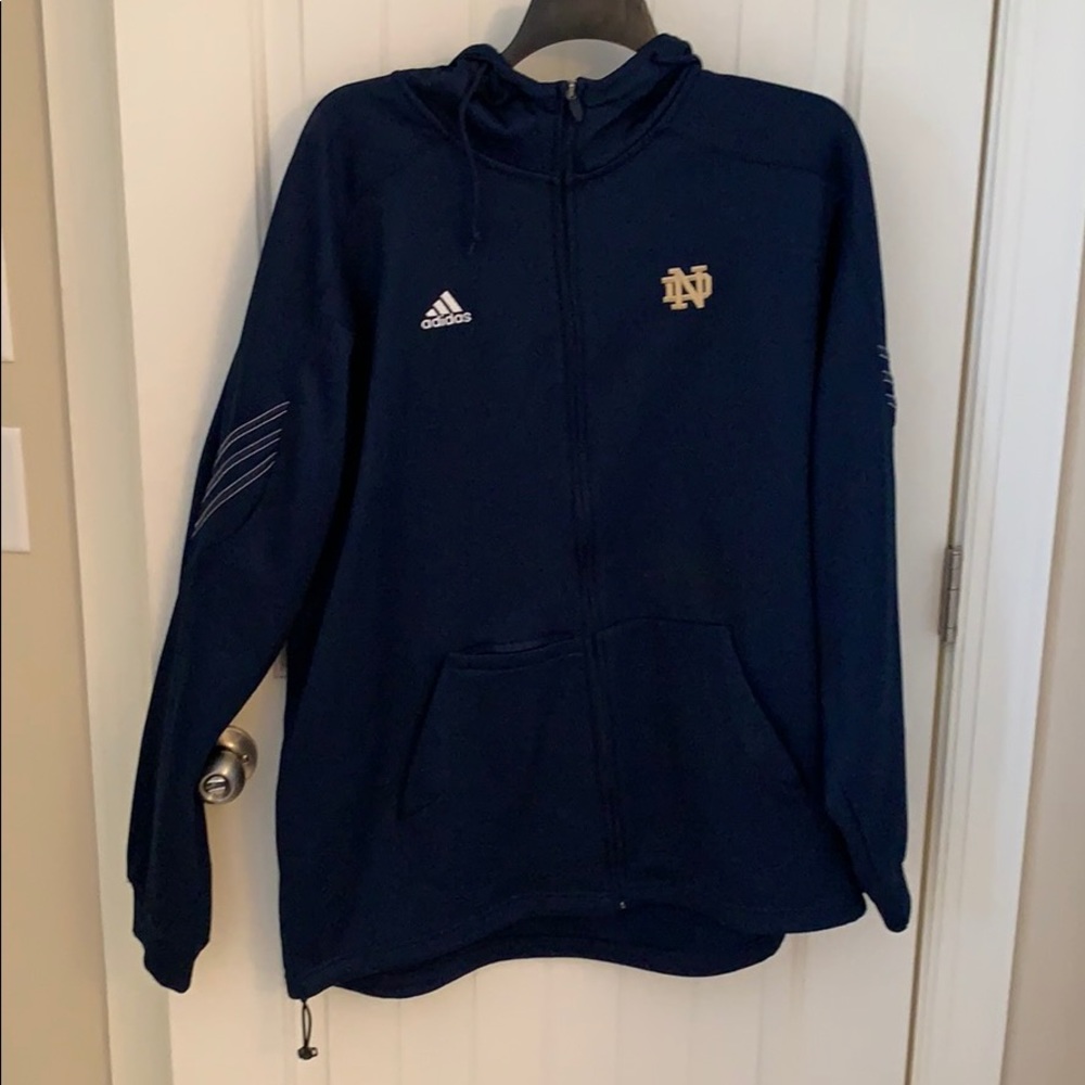Notre Dame Adidas full zip long sleeve hoodie XXL